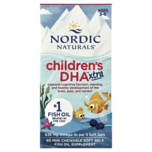 Nordic Naturals, Children's DHA Xtra, для детей от 3 до 6 лет, ягодный пунш, 90 жевательных мини-капсул