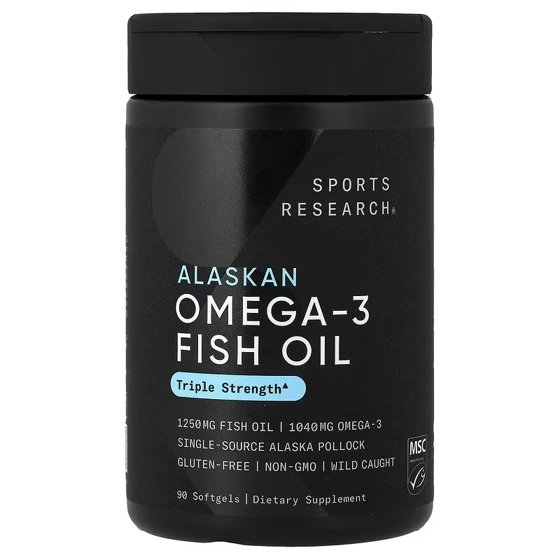 Sports Research, рыбий жир с омега-3, 90 капсул